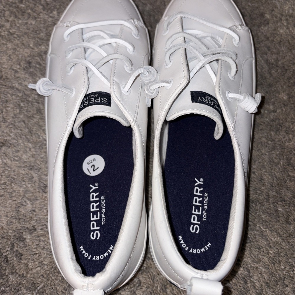 Sperry Top-Sider Women's 12 Crest Vibe White Leather Sneakers STS84423 - Picture 5 of 10